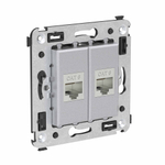 Компьютерная розетка RJ-45 без шторки в стену, кат.6 двойная экранированная, "Avanti", "Закаленная сталь"