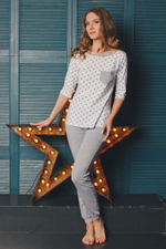 Пижама Stars с принтом в виде звезд на футболке (Размер: L) (Цвет: белый с серым)