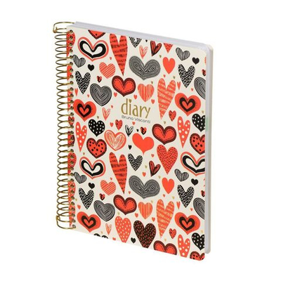 Ежедневник недат. А5 136л., 7БЦ, гребень "Cute diary. Сердечки. Фантазия"