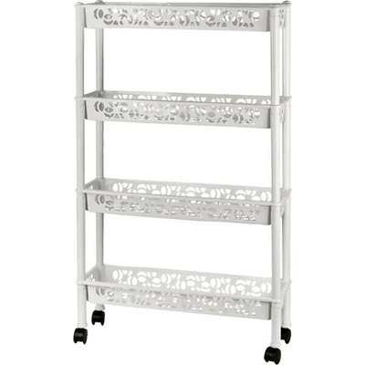 Этажерка Keeplex Light на колесиках четырехсекционная прямоугольная длинная 58х93,5 бел