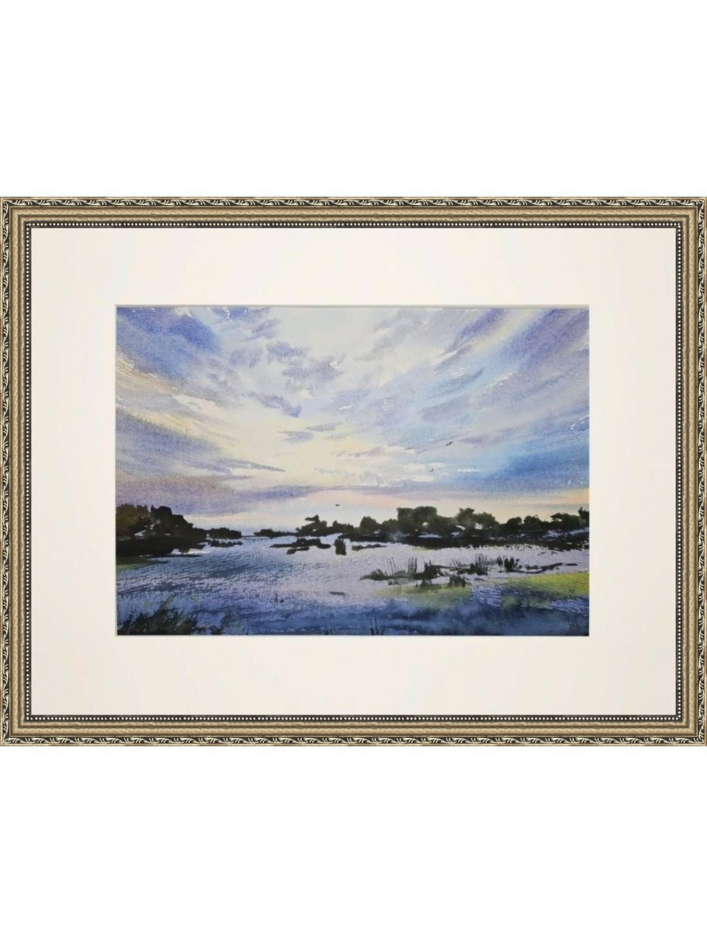 Картина авторская акварельная в паспарту 30х40 см на стену для интерьера "Еще один рассвет"