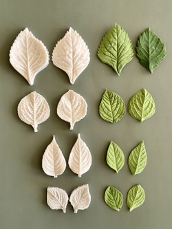 Молды силиконовые для лепки листьев Гортензии. Набор 4 вида. / универсальная форма для листьев гортензии, малины, ежевики, смородины и мяты