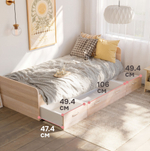 Кровать Боро 90х200 с ящиками и с основанием, сонома