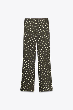 ZARA АТЛАСНЫЕ БРЮКИ КЛЕШ, ЗЕЛЕНЫЙ