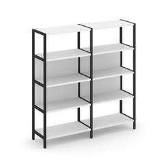 Shelf System Двухсекционный стеллаж четырехярусный SN.STM-421 Белый/Металл Черный 1590*400*1613