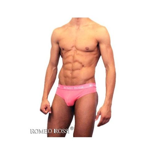 Мужские трусы стринги  c резинкой Romeo Rossi коралловые RR1006-12