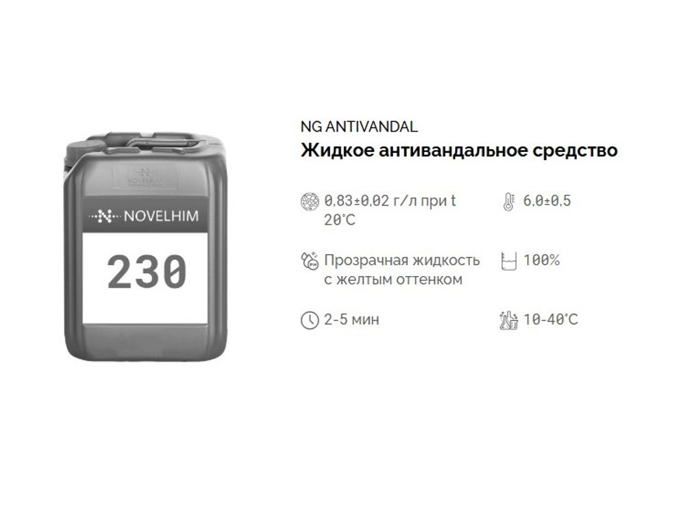 230 NG Antivandal Жидкое антивандальное средство. Канистра 5л.