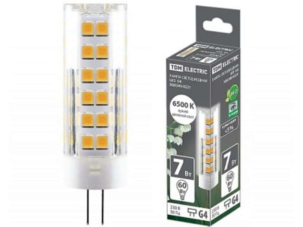 Лампа светодиодная G4 7W 230V 6500К SMD 18,5*57мм  TDM