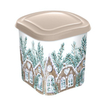 Емкость для сыпучих продуктов 1,8л с декором (бежевый)