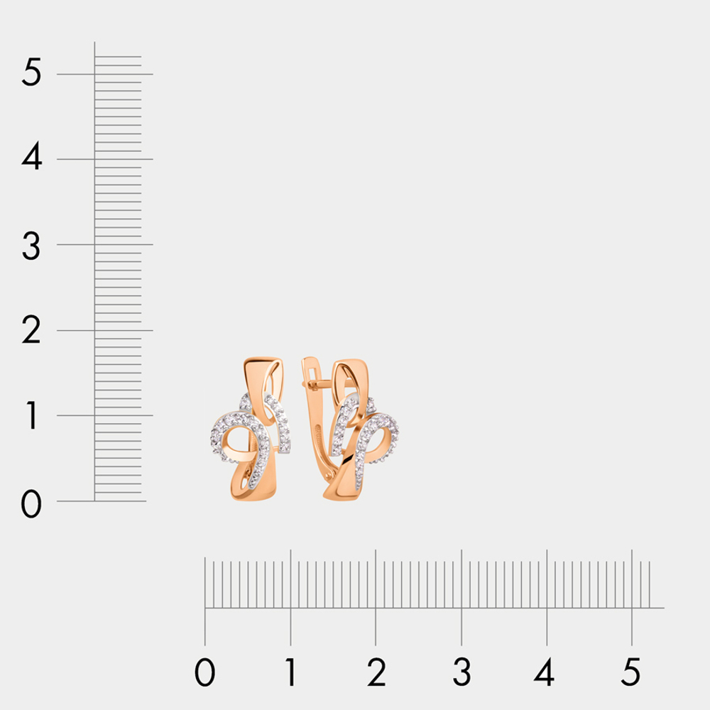 Серьги женские с фианитами из комбинированного золота 585 пробы (арт. 024972-1102)