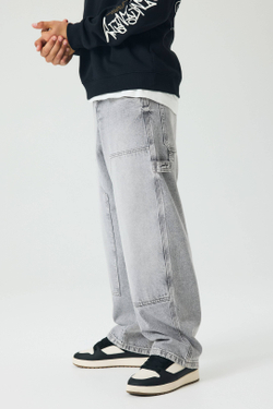 H&M Джинсы Baggy Fit Carpenter, светло-серый
