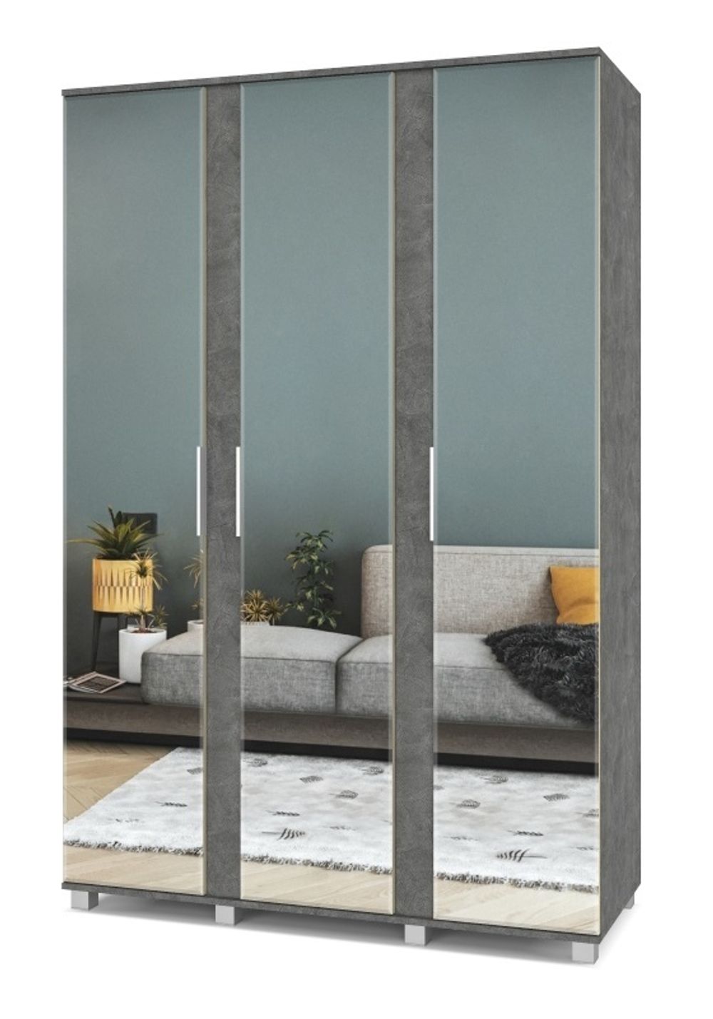 Шкаф трехстворчатый "Пандора" П33 (камень темный/ирландский дуб)