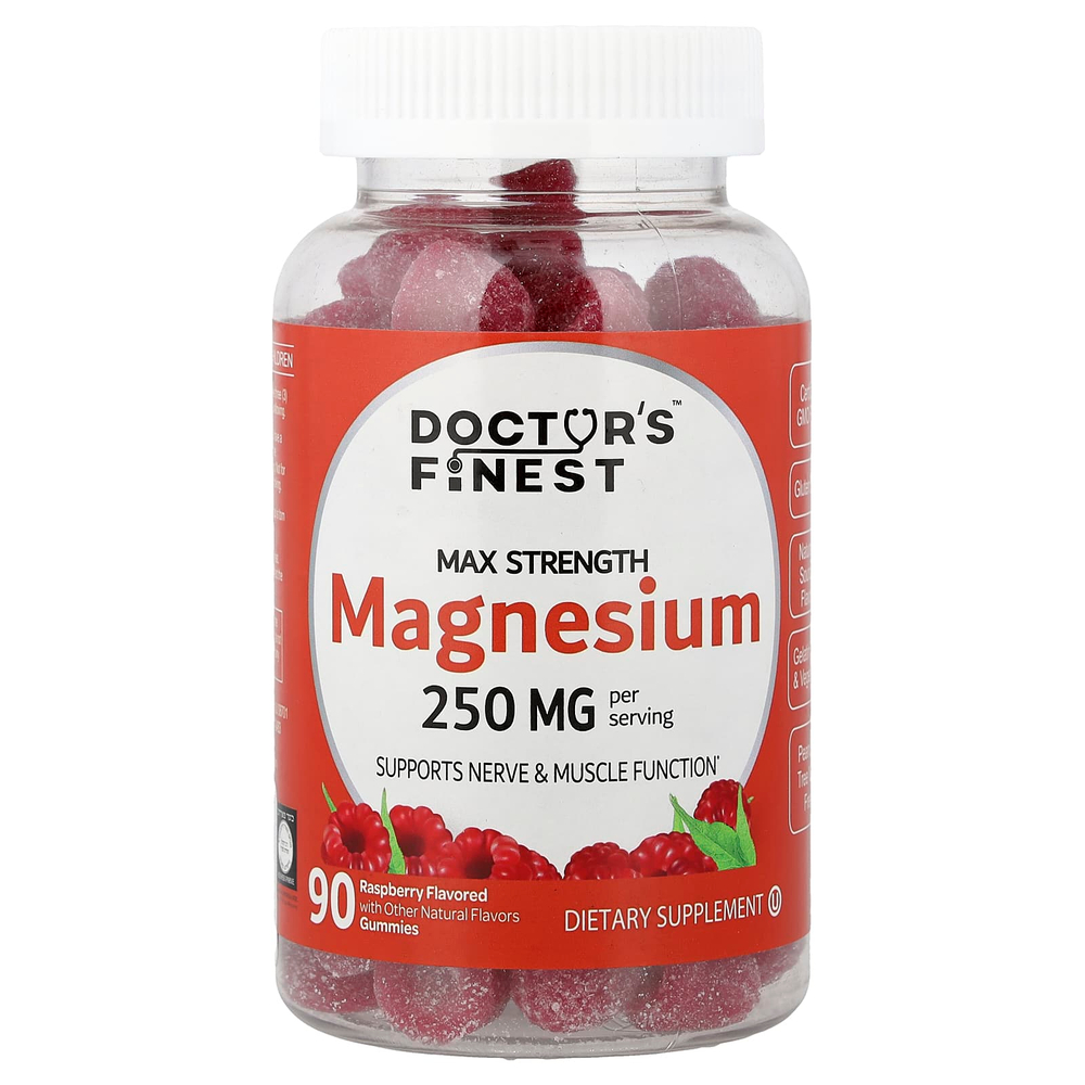 Doctor's Finest, Магний, малина и персик, 90 жевательных мармеладок (83 мг в 1 жевательной мармеладке)