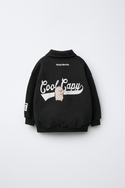 ZARA ПОЛО С ПРИНТОМ И НАШИВКОЙ КАПИБАРА CAPYFUN ©, ЧЕРНЫЙ