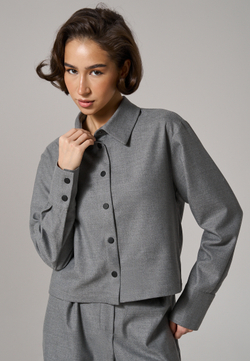 Рубашка-жакет укороченная серая