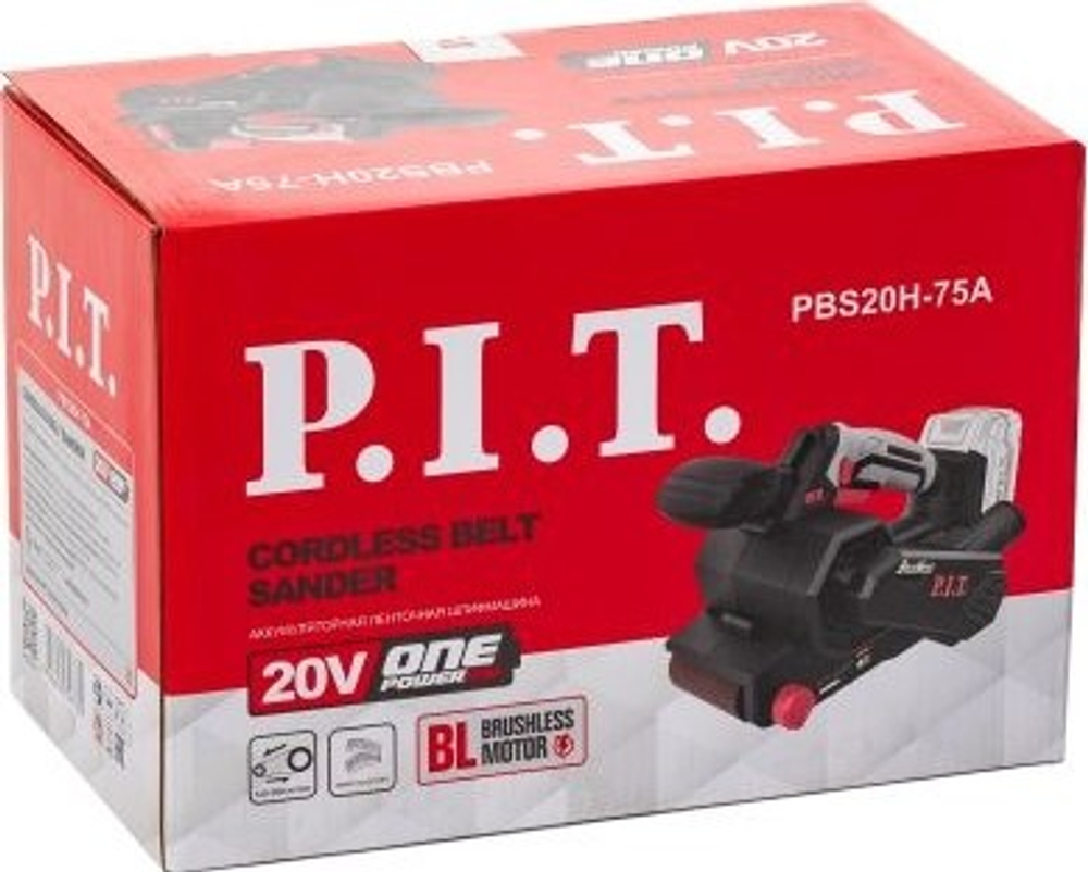 Шлифмашина ленточная аккумуляторная P.I.T. PBS20H-75A бесщеточная Solo