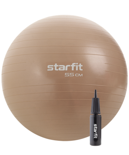 Фитбол GB-109 антивзрыв, 900 гр, с ручным насосом, персиковый, 55 см