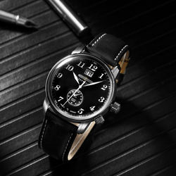 ZEPPELIN Piaget Collection Quartz Movement Men"s Watches Watch Black Dial Leather Strap