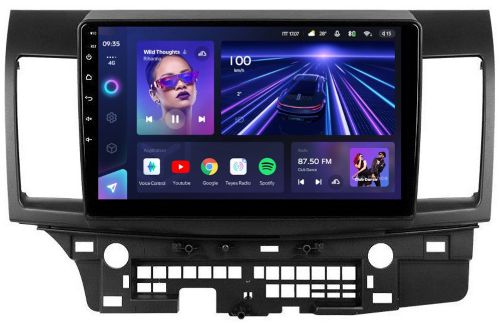 Магнитола для Mitsubishi Lancer X 2007-2016 (рамка 10) - Teyes CC3 на Android 10, QLED, ТОП процессор, 4Гб+32Гб, CarPlay, 4G SIM-слот