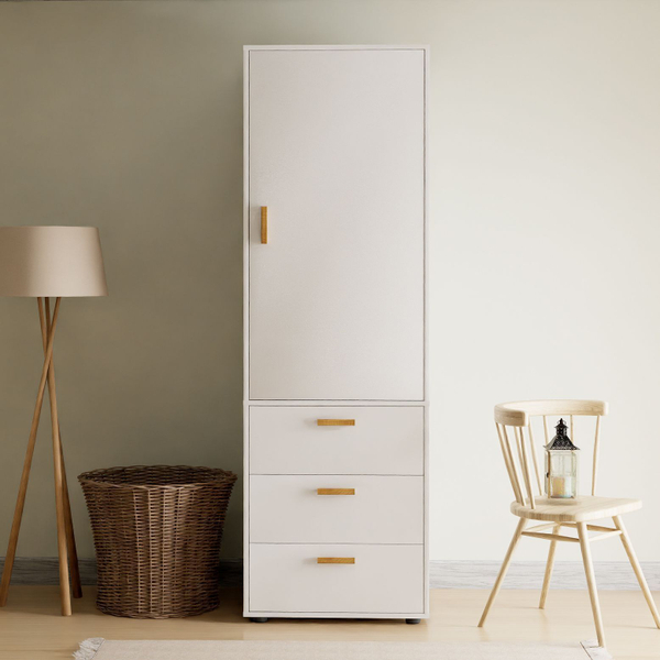 Шкаф для одежды Моби, 1 дверь 3 ящика, 60х58х187 см, с ручками из массива дуба