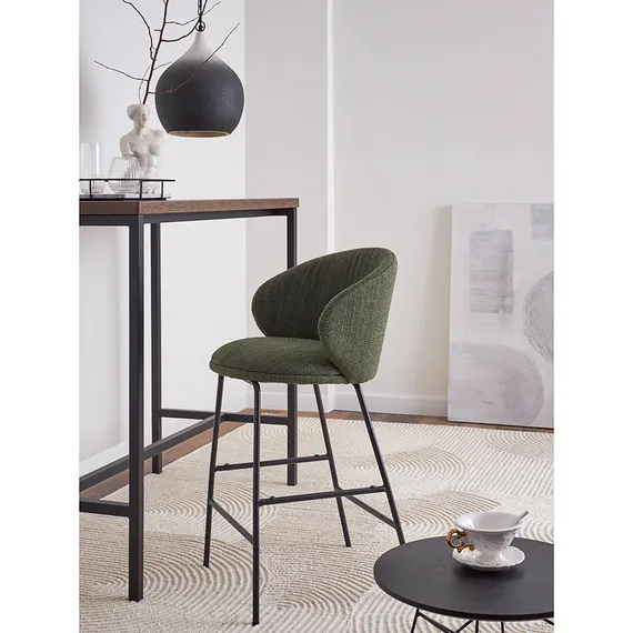 Полубарный стул Comfy, 67 см, зеленая рогожка