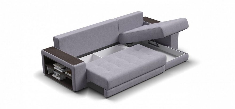 Угловой диван Дубай Рогожка Мальмо платина, Рогожка Венто серый