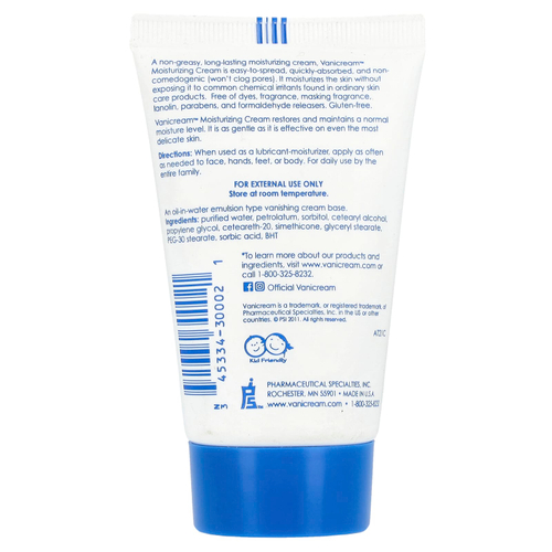 Vanicream, Увлажняющий крем, для чувствительной кожи, без отдушек, 2 унции (57 г)