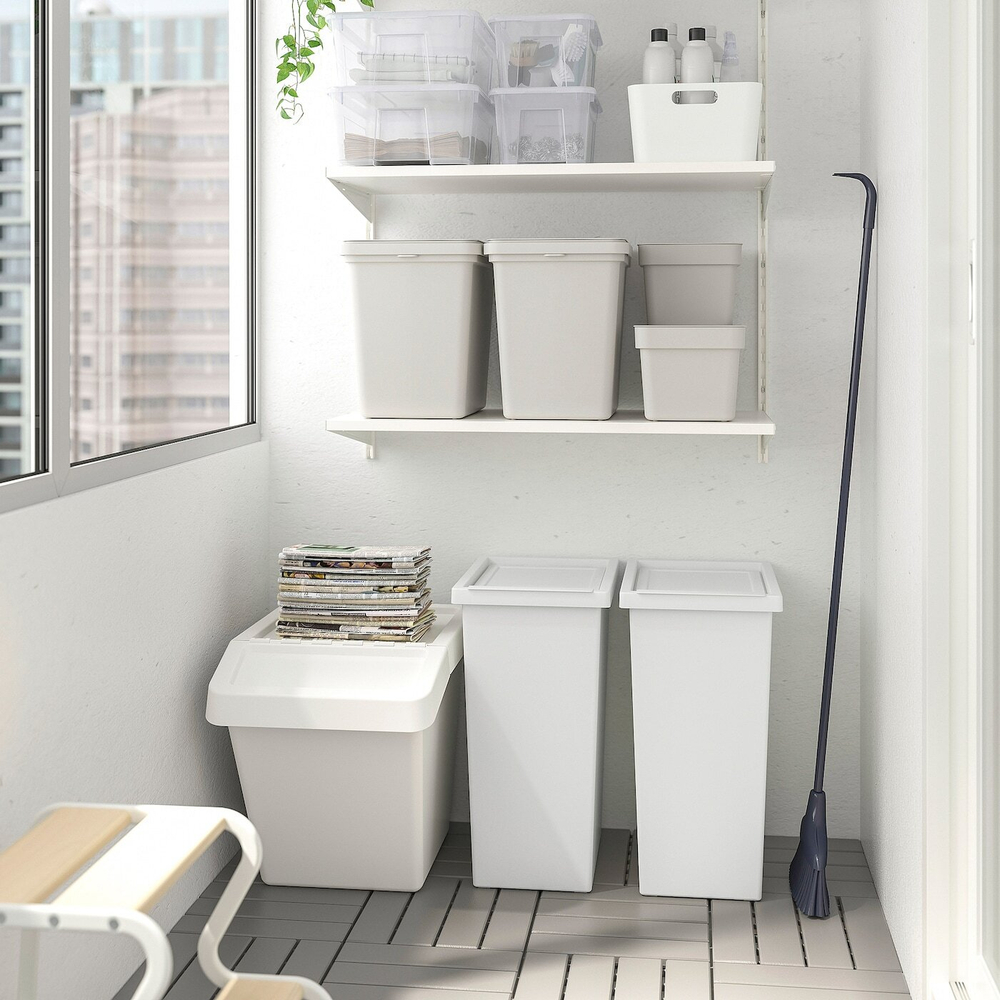 IKEA FILUR  (ИКЕА ФИЛУР)  -  Пластиковая корзина с крышкой, белая, 42 л