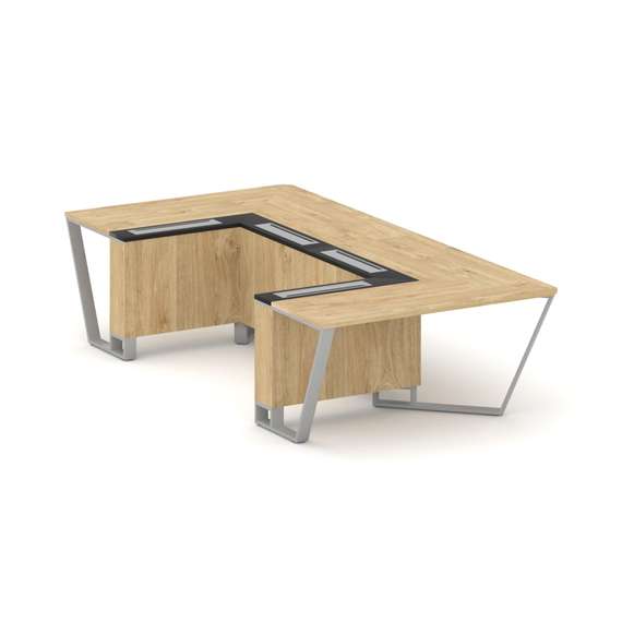 Steel Meet Стол переговорный П-образный KMK-PR.B.SP-07P Тиквуд Светлый/Графит Глянец/Металл Серый 16