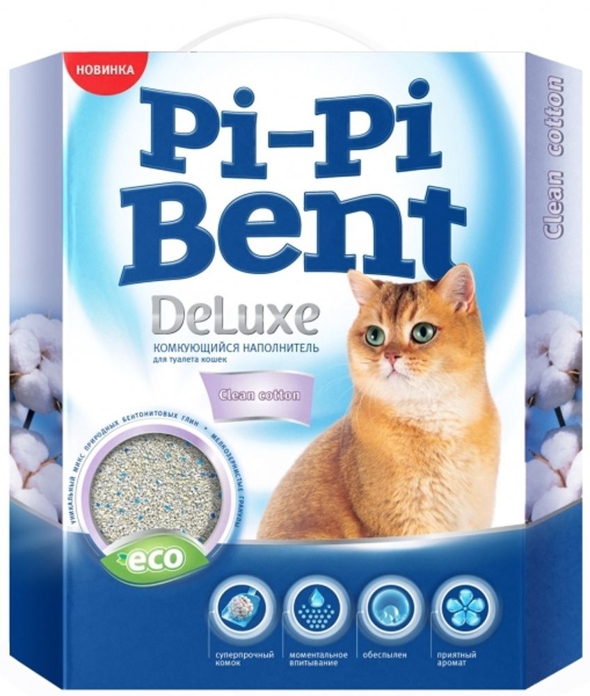 Наполнитель для туалета PI-PI-BENT &quot;Deluxe Clean Cotton&quot; комкующийся 5 кг