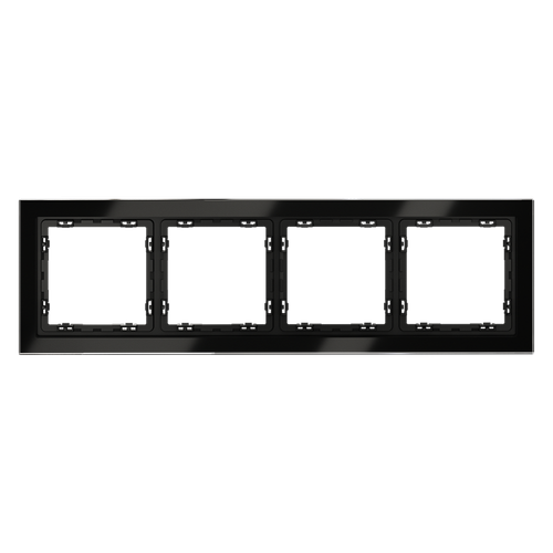 Рамка стеклянная VOLTUM S70 на 4 поста, (черный,стекло)