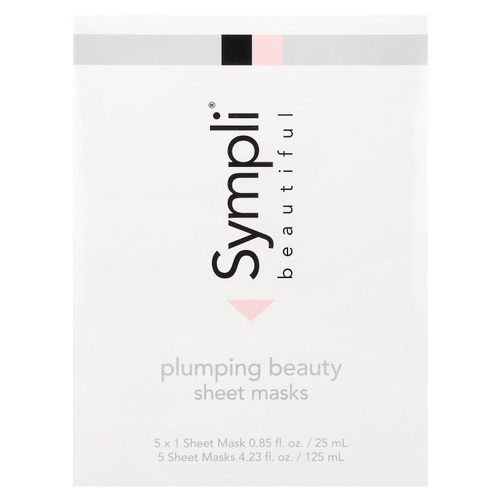 Sympli Beautiful, тканевая маска для повышения упругости кожи, 5 шт., 25 мл (0,85 жидк. унции) каждая