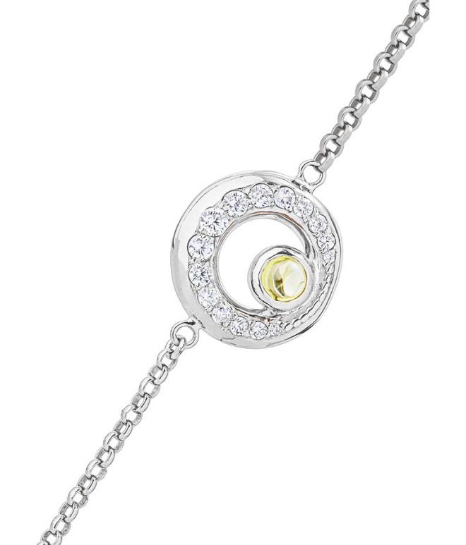 Браслет из серебра со вставками из цитрина и бесцветных фианитов