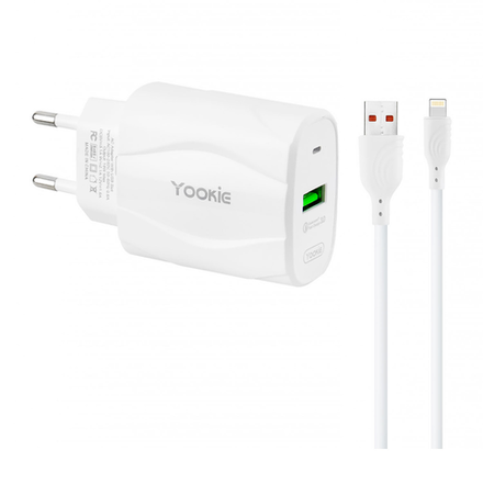Зарядное устройство СЗУ Yookie KI98Y - 18W - USB - с кабелем Lightning