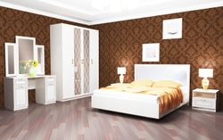 МС Спальный гарнитур "Александрия" №2 (бодега светлая), ЛДСП/МДФ/Кожа, Велес