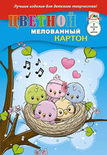 Картон цветной А4 7л, 7цв "Веселое гнездышко" мелованный в папке (Апплика)