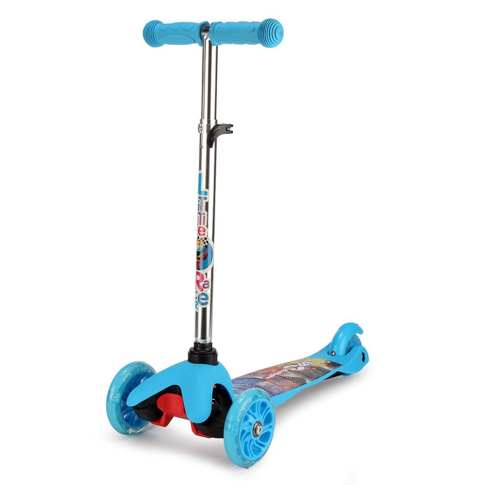 Самокат 3х кол. красный, 55см, макс.высота ручки 62см. колеса PU свет, макс.вес 45кг.