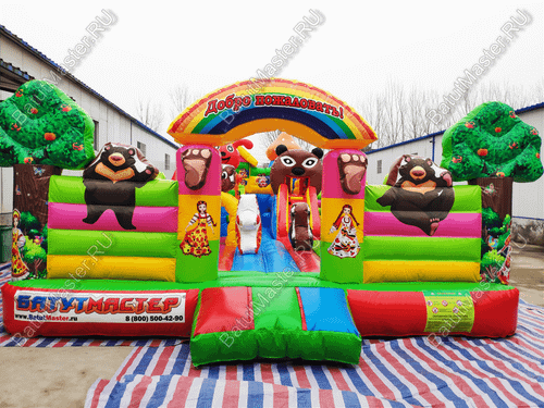 Коммерческий надувной батут "Маша и Миша" 10*6*3 м