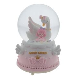 GAEM Фигурка декоративная "Девочка с лебедем" в стекл шаре (муз, подсвет, 2xAAA н/п), D8 см, L9 W9 H13 см