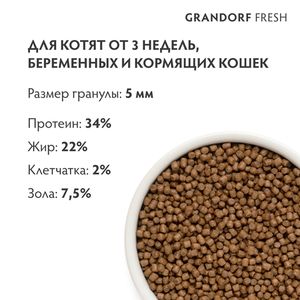Сухой корм GRANDORF Fresh Cat KITTEN Lamb&Sweet Potato для котят из свежего мяса ягненка с бататом