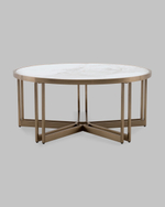 Журнальный столик Алиада 90х90 см светлая керамика сталь шампань