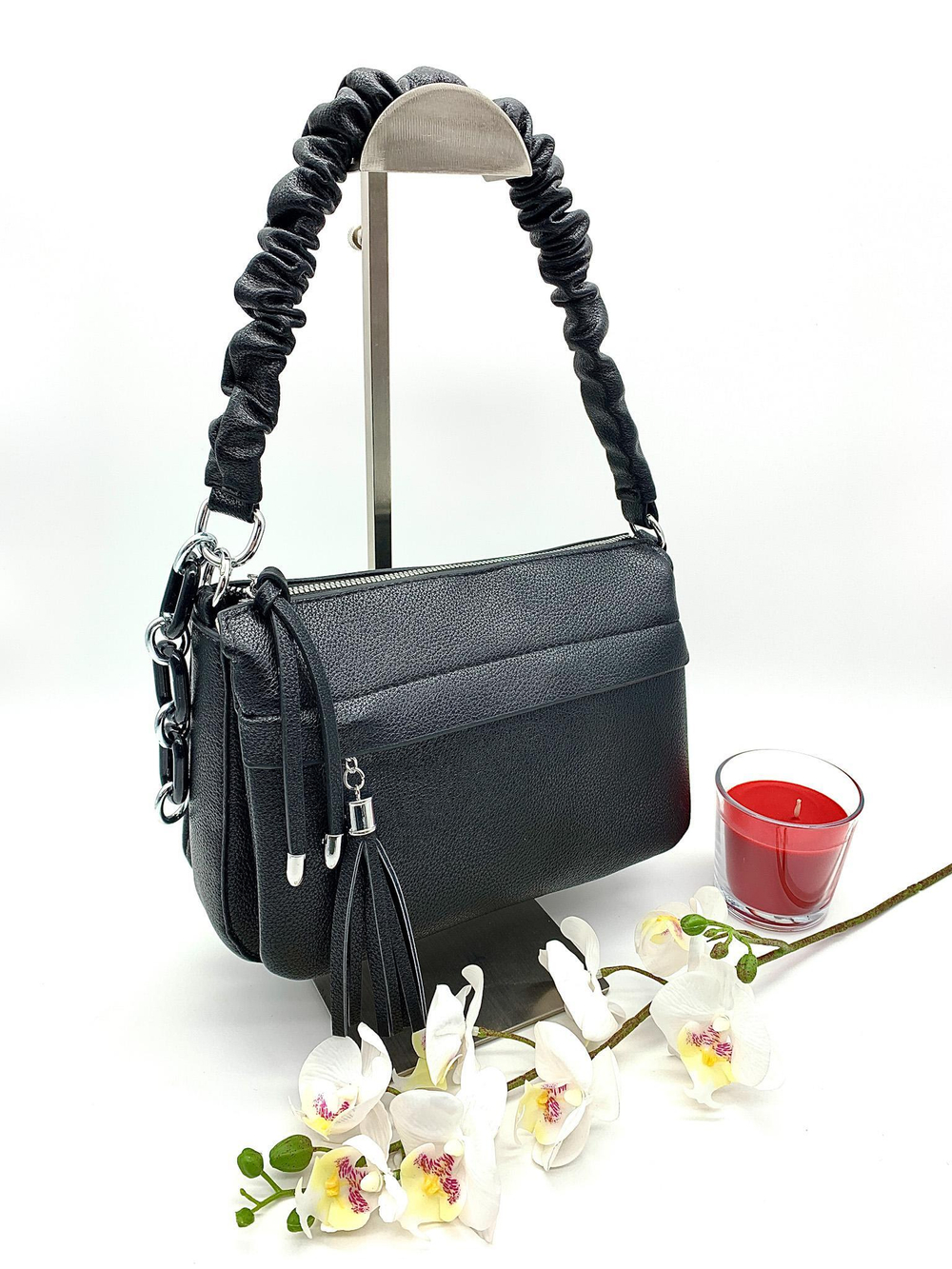 Фото женская чёрная сумка из экокожи  Dublecity