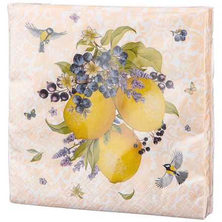 Салфетки бумажные Lefard Лимоны 20шт 33х33см 3-слойные