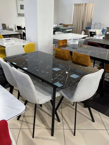 Стол АРУБА 140 ЧЕРНЫЙ МРАМОР, стекло / ЧЕРНЫЙ