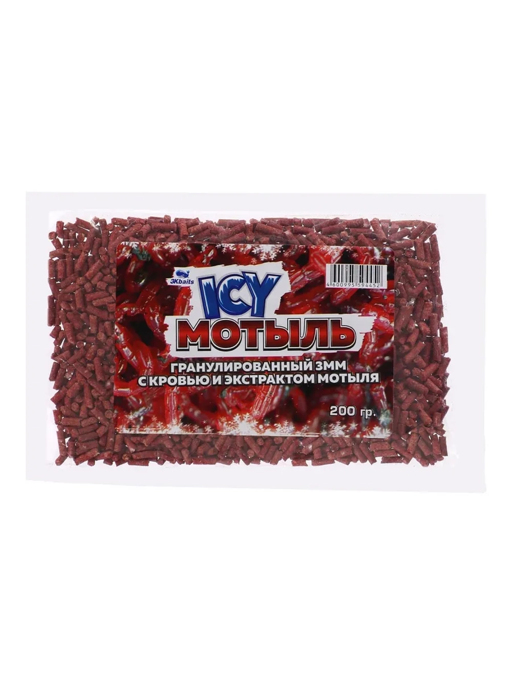 Мотыль гранулированный 3мм ICY с кровью и экстрактом