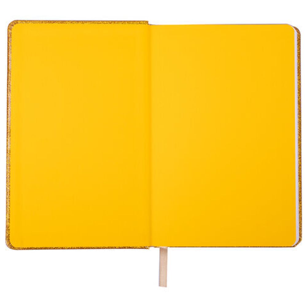 Ежедневник датированный 2023 А5 138x213 мм BRAUBERG "Sparkle", под кожу, блестки, золотистый, 114110