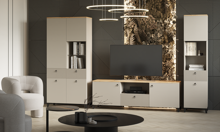 Гостиная Ника ЛДСП дуб делано/кашемир / МДФ бежевый МАТ-05