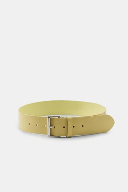 ZARA РЕМЕНЬ ИЗ 100% КОЖИ С ПРЯМОУГОЛЬНОЙ ПРЯЖКОЙ, ВАНИЛЬНЫЙ