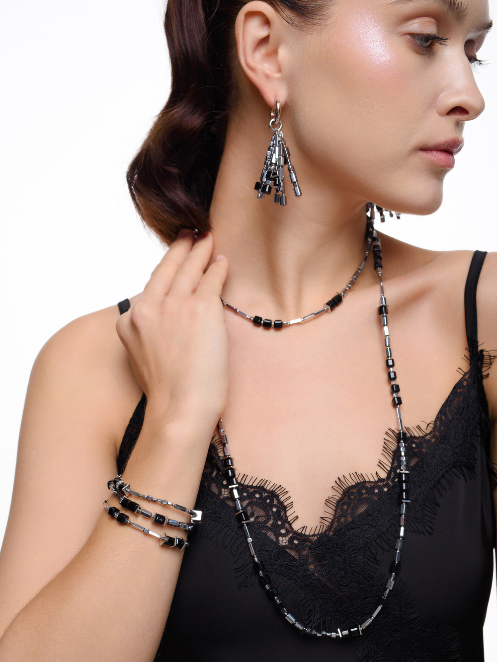 Браслет "Cub black globule" Silver