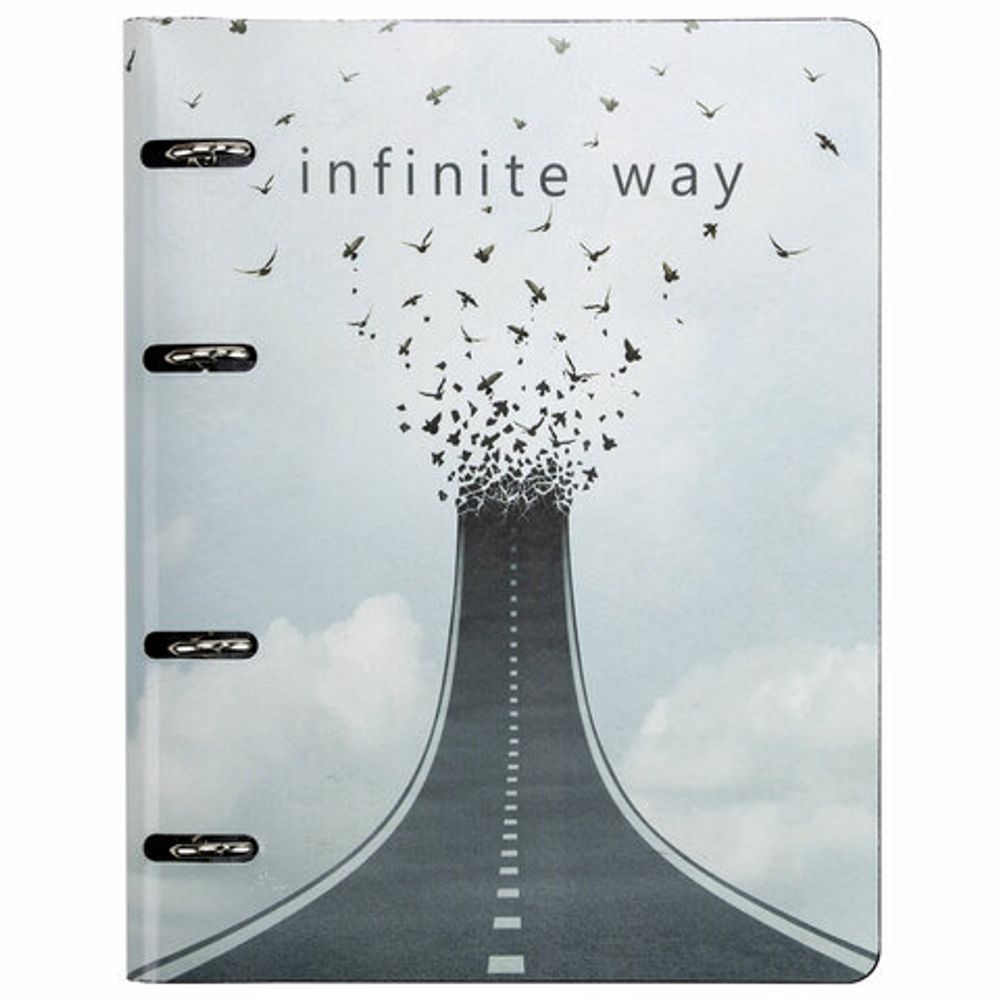 Тетрадь на кольцах А5 (180х220 мм), 80 л., под кожу, BRAUBERG VISTA, "Infinite way", 112132